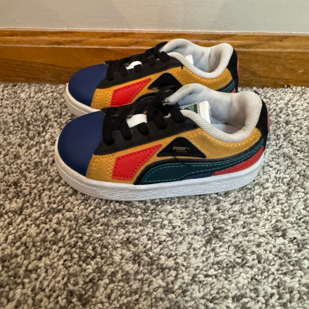 Boys Puma Colorblock Multicolor Low Top Sneakers Suede Mix Toddler Size 6